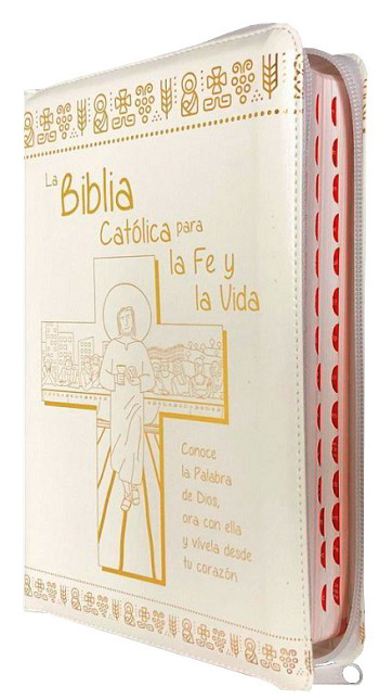 La Biblia Católica para la Fe y la Vida (Cremallera blanca/Dos tintas/Uñero/25x17 cm)