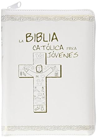 La Biblia Católica para Jóvenes. (Junior/Símil piel uñero /Cremallera Blanca/Dos tintas/18x12.7cm)